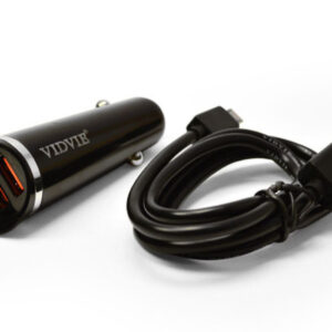 vidvie cc506 cigarette lighter (car) charging end 2.4a + lightning cable black