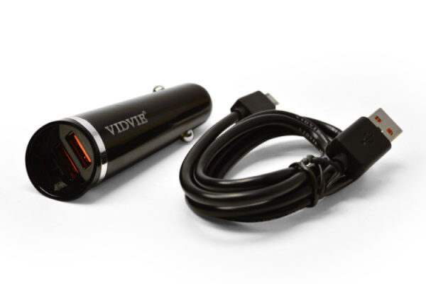 vidvie cc506 cigarette lighter (car) charging end 2.4a + lightning cable black