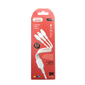 jokade ja011 manda 3in1 usb type c / lightning / mico usb cable 3a 1 meter white