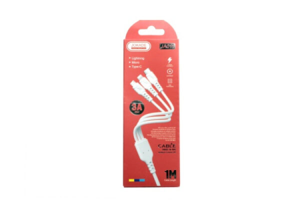 jokade ja011 manda 3in1 usb type c / lightning / mico usb cable 3a 1 meter white