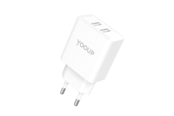 yooup nc76 b double mains charger 12w white