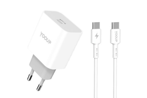 yooup nc60 c(z60) + nb36 cc 1m power charger (type c) pd 20w type c / type c cable white
