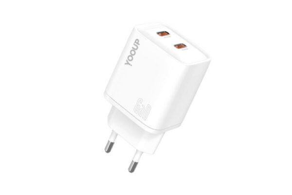 yooup nc63 f dual power charger (type c) pd 40w white