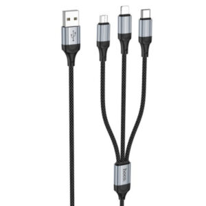 hoco x102 3in1 lightning type c micro usb cable 1 meter 2.4a black