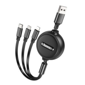 hoco x75 3in1 lightning type c micro usb cable 1 meter 2a black