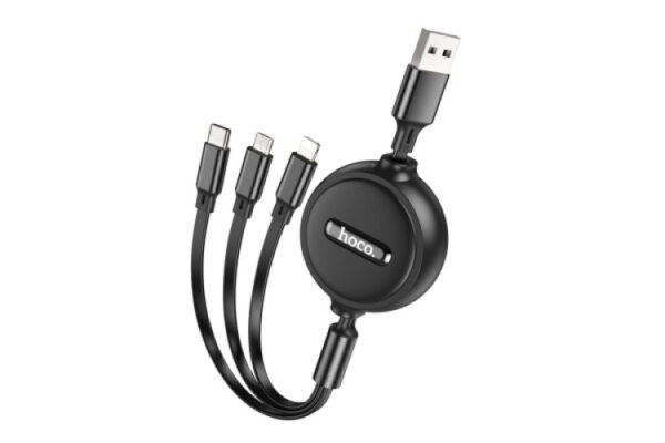 hoco x75 3in1 lightning type c micro usb cable 1 meter 2a black