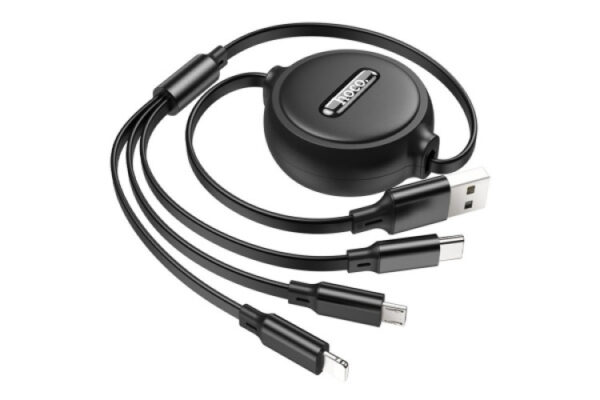 hoco x75 3in1 lightning type c micro usb cable 1 meter 2a black