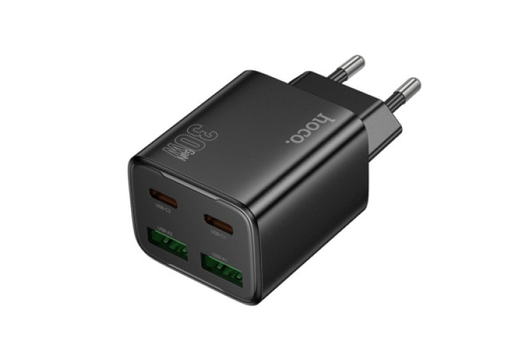 hoco n56 fundador network fast charger (usb type c) (pd) 20w + qc3.0 black