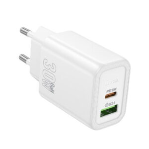 hoco n63 gentle powered fast charger (usb type c) (pd) 30w + qc3.0 white