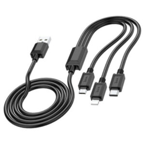 hoco x74 3in1 lightning type c micro usb cable 1 meter black