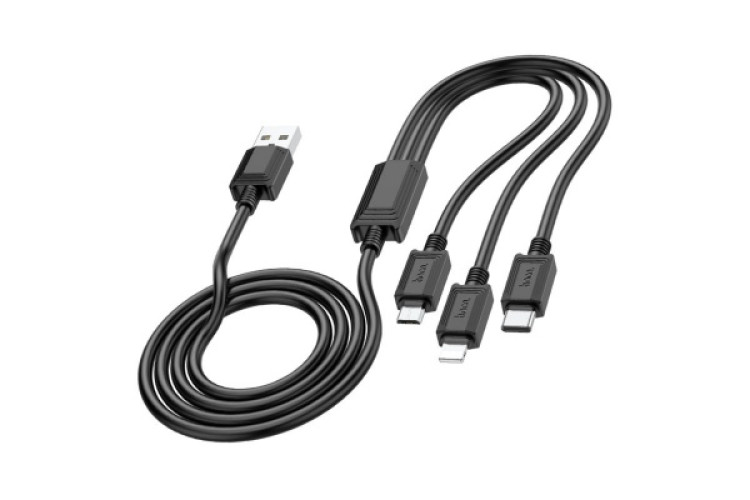 hoco x74 3in1 lightning type c micro usb cable 1 meter black