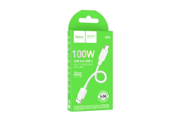 hoco x96 hyper usb type c cable 100w 25cm white