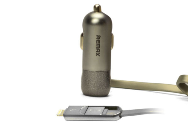 remax finchy rcc103 cigar lighter (car) charger micro usb / lightning 3.4 a silver