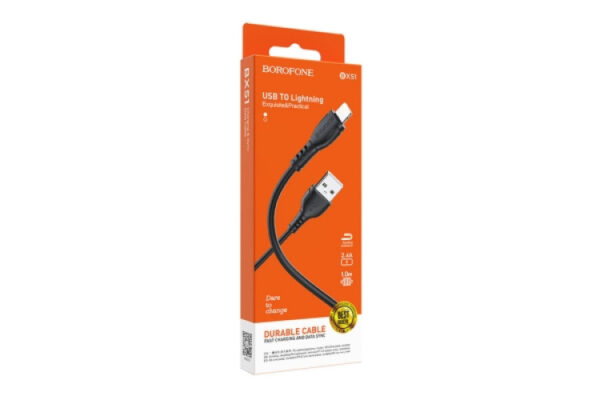 borofone bx51 triumph lightning cable 1 meter black