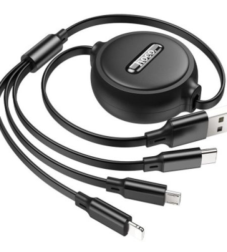 hoco x75 3in1 lightning type c micro usb cable 1 meter 2a black