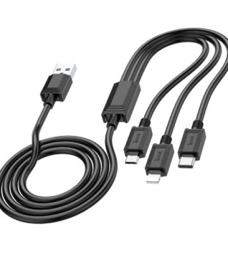 hoco x74 3in1 lightning type c micro usb cable 1 meter black